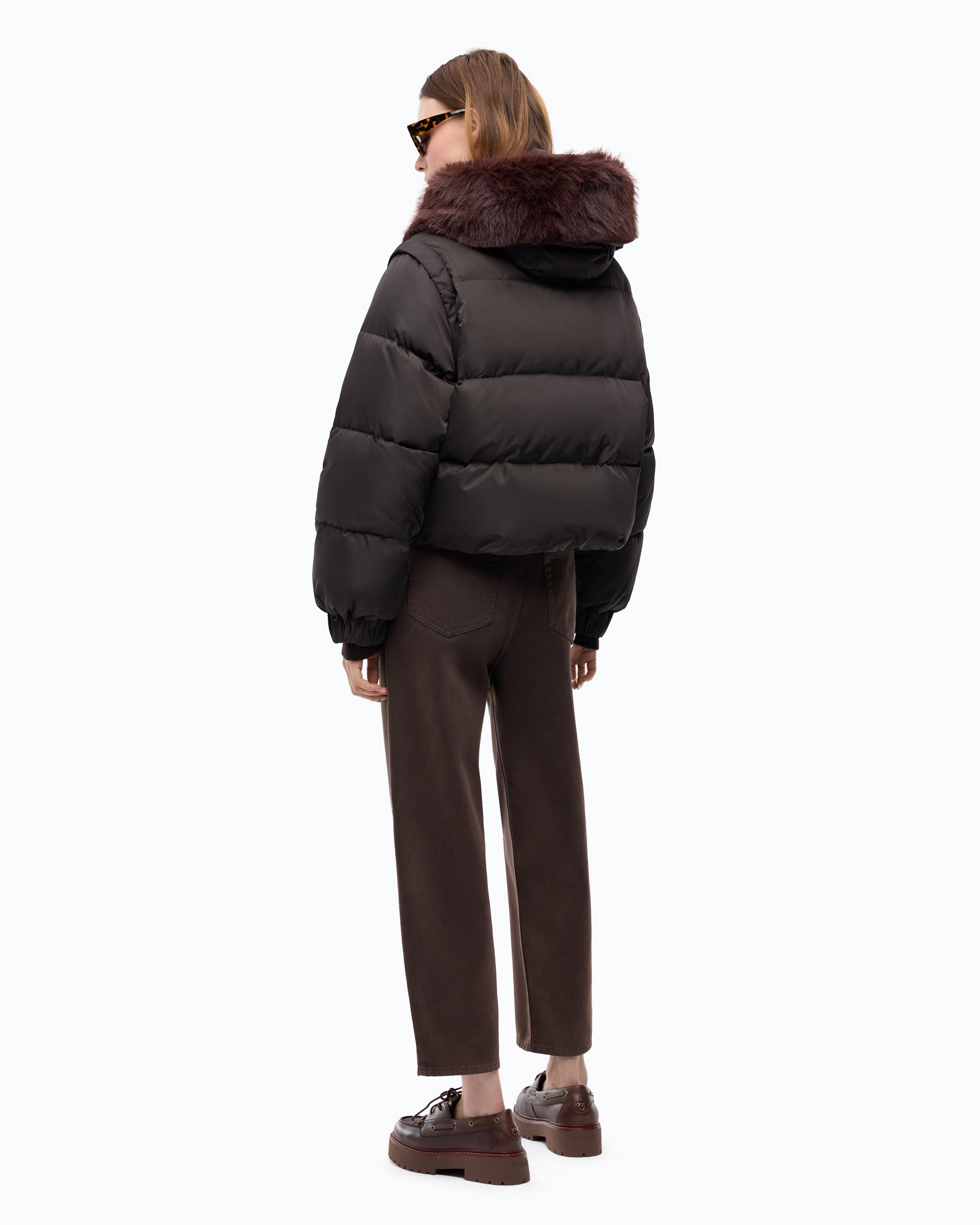 Дамско яке Women’s padded down jacket Pinko Godetia 107183A2Y0 M04 Dark Brown back view