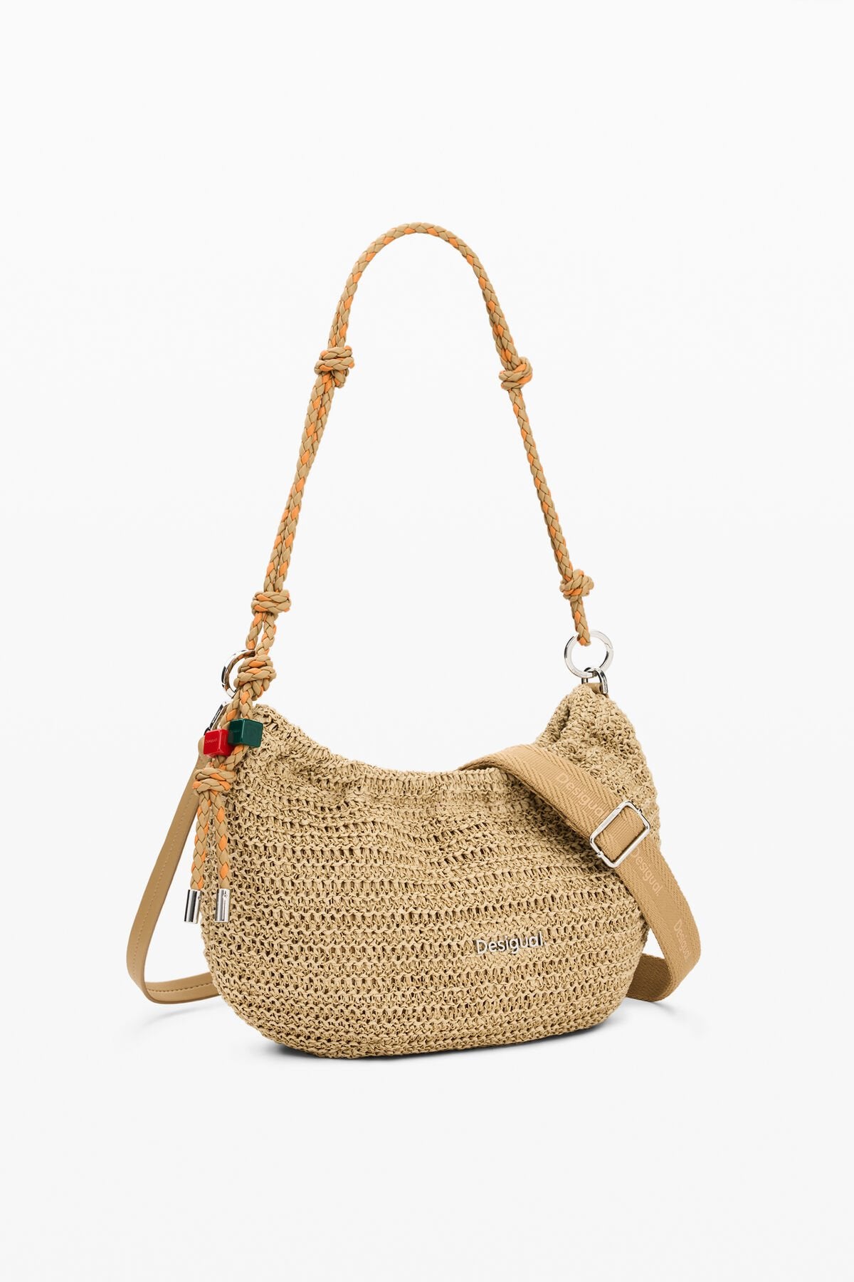 Дамска чанта за ръка Women’s raffia handbag Desigual 26SAXO01 1014 Beige angled view