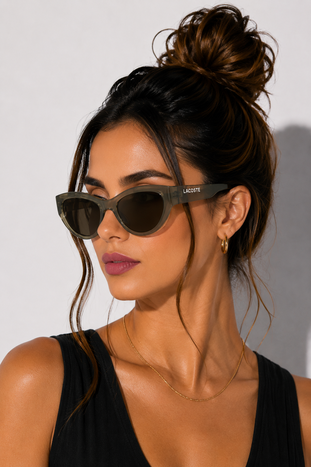 Дамски слънчеви очила Women’s sunglasses LACOSTE L6013S 210 Brown lifestyle view