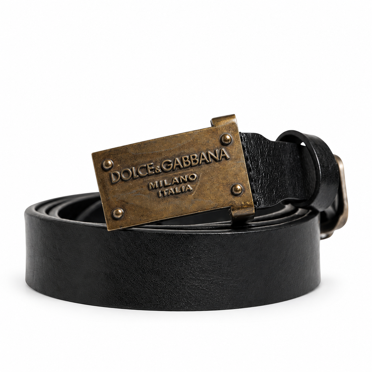Men's belt Dolce & Gabbana SKU: BC4168 A1603 front coiled view