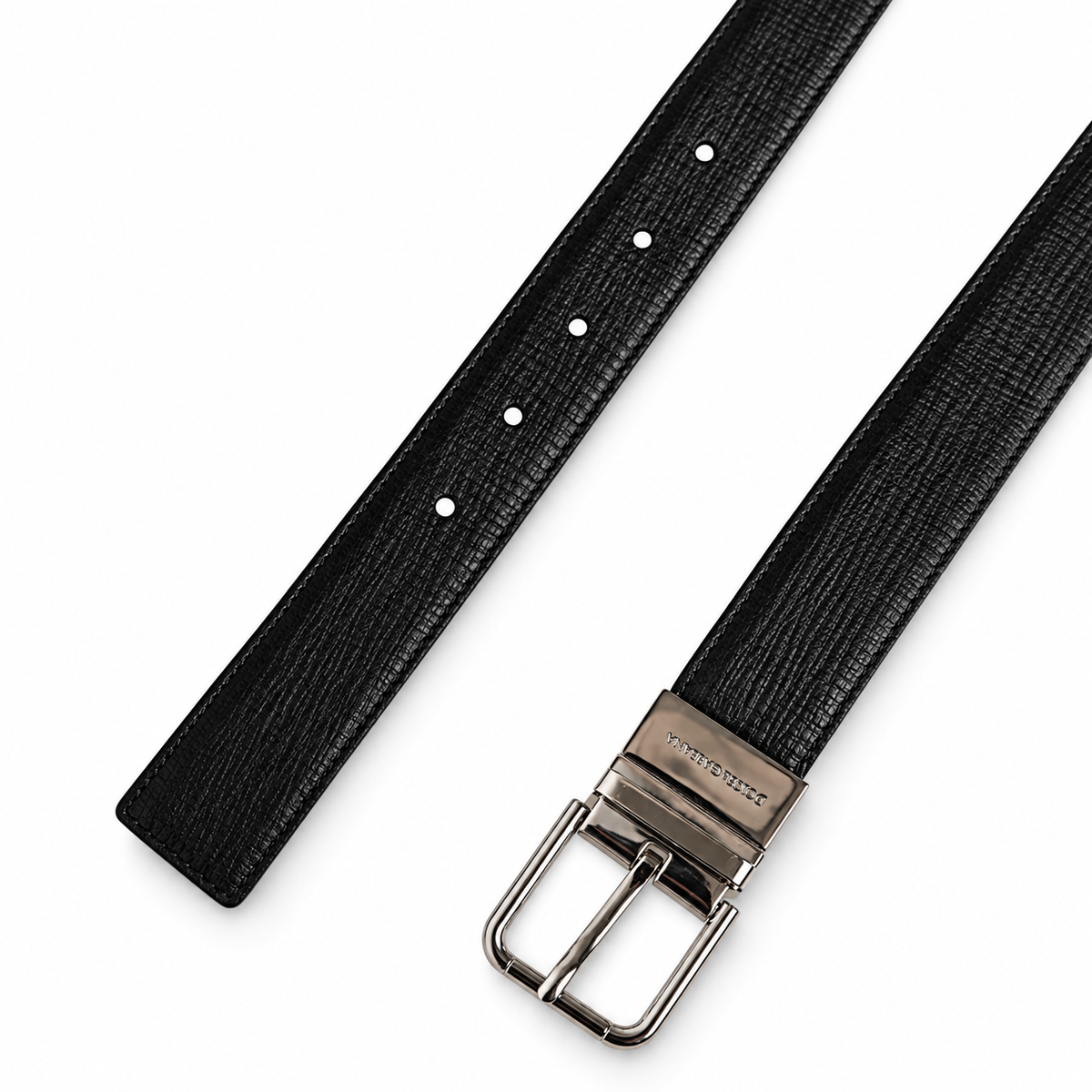 Men's belt Dolce & Gabbana SKU: BC4263 B5373 top view buckle and belt tip