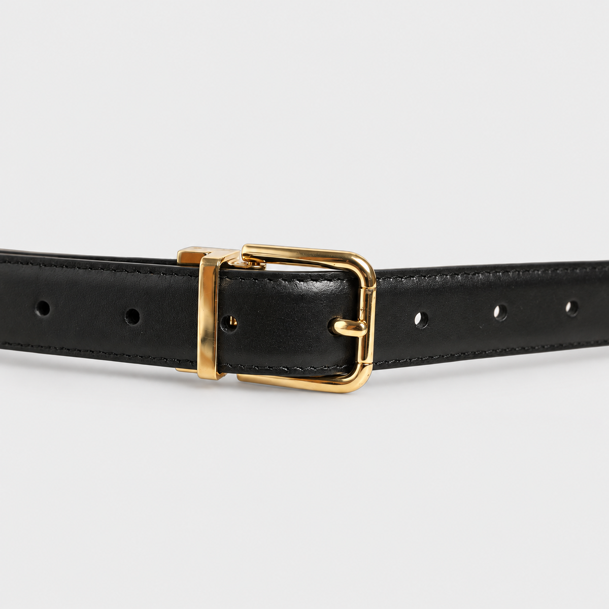 Dolce & Gabbana Black Leather Double Wrap Metal Buckle Belt - studio view 3