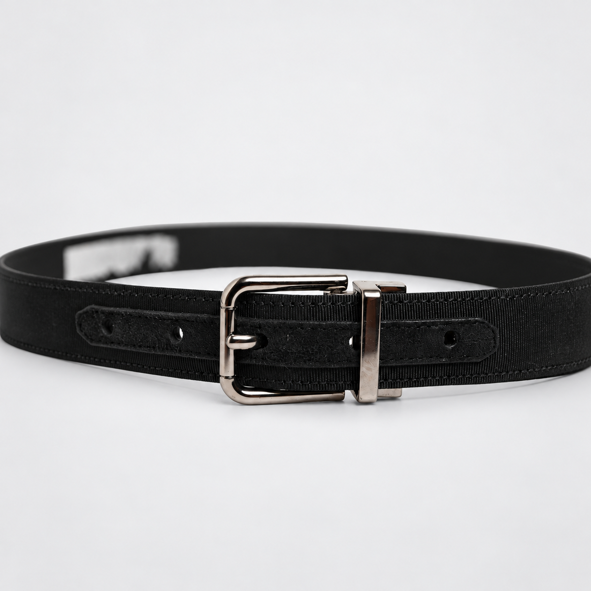 Dolce & Gabbana Black Classic Leather Silver Tone Buckle Belt - BC4056 AL697 - studio view 3