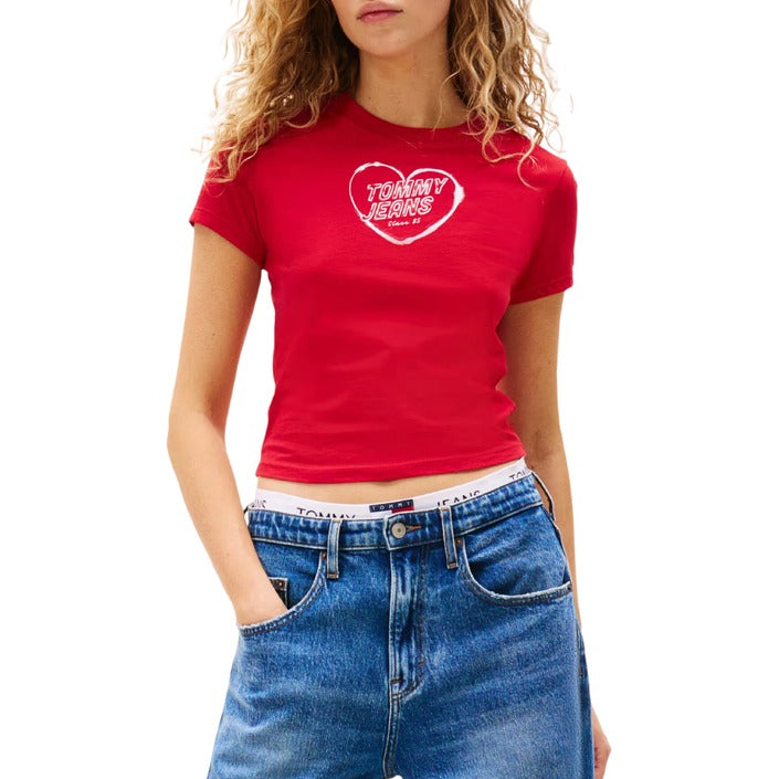 Дамска червена тениска Tommy Hilfiger Jeans DW0DW21390 Front View
