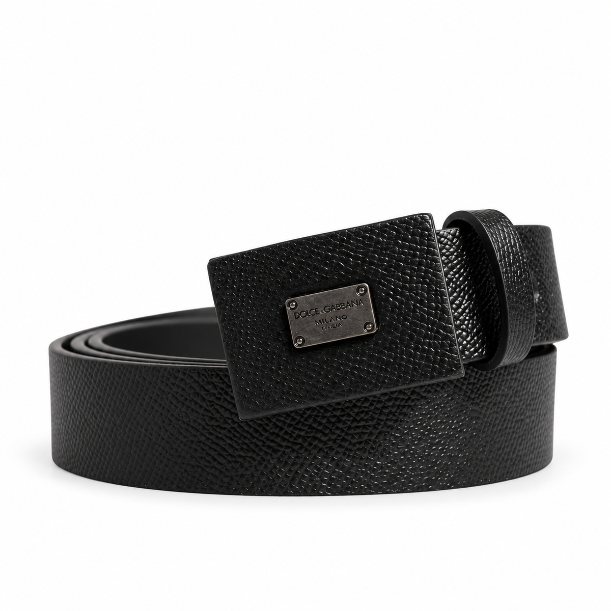Men's belt Dolce & Gabbana SKU: BC4588 B5794 front coiled view