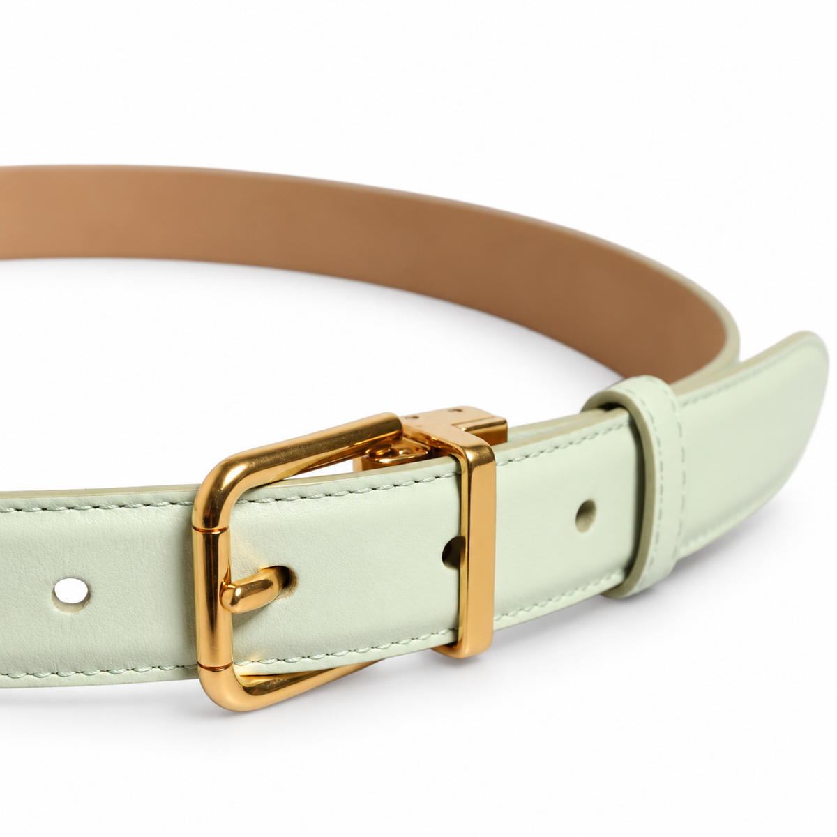 Dolce & Gabbana Light Green Leather Gold Metal Buckle Belt - BE1390 AW530 - view 4