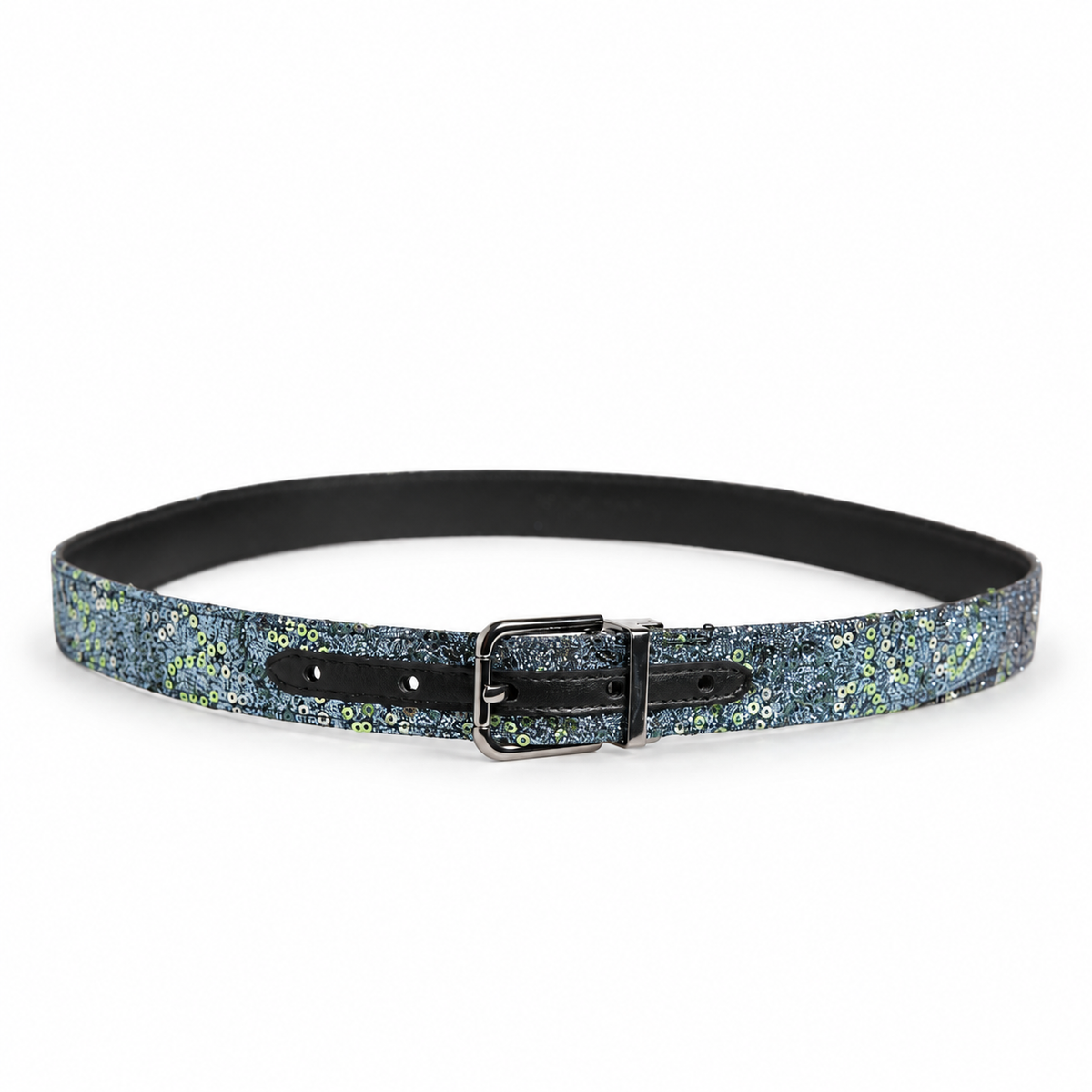 Dolce & Gabbana Men Multicolor Sequin Silver Metal Buckle Belt - BC4337 AJ587 - view 3