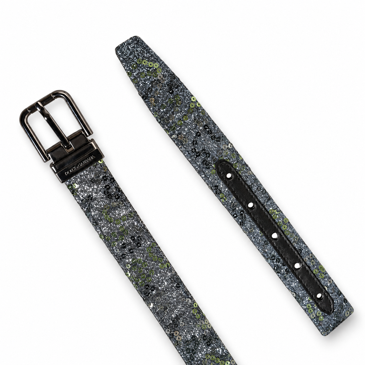 Dolce & Gabbana Men Multicolor Sequin Silver Metal Buckle Belt - BC4337 AJ587 - view 7