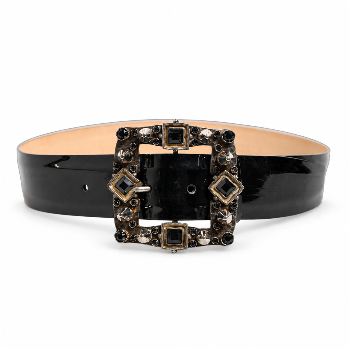 Dolce & Gabbana Black Leather Crystal Metal Buckle Belt - BE1245 AI168 - view 7