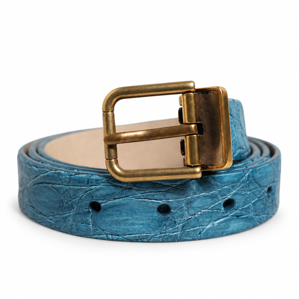 Dolce & Gabbana Blue Leather Classic Gold Metal Buckle Belt - BC4216 A2110 - view 1