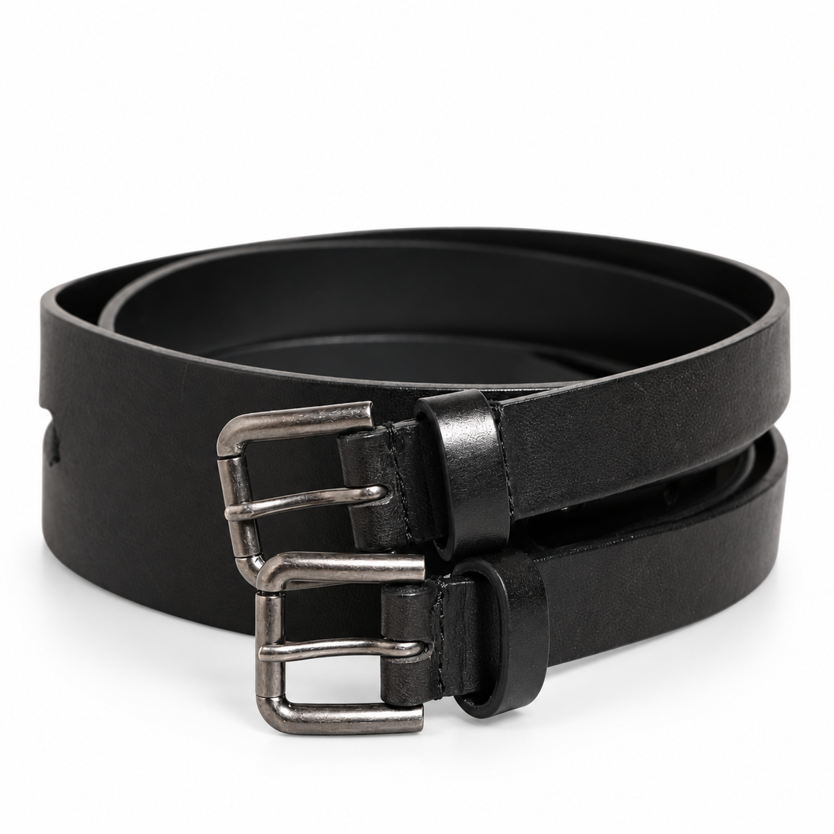 Dolce & Gabbana Black Double Strap Leather Silver Buckle Belt - BC4530 AX622 - view 1