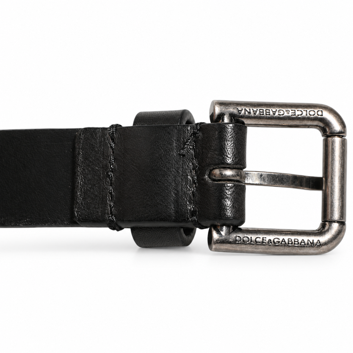 Dolce & Gabbana Black Double Strap Leather Silver Buckle Belt - BC4530 AX622 - view 5