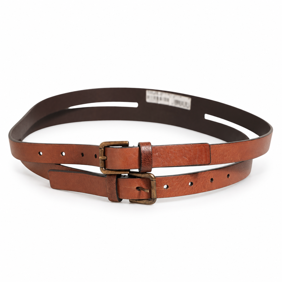 Dolce & Gabbana Brown Double Strap Leather Gold Buckle Belt - BC4530 AV480 - view 4