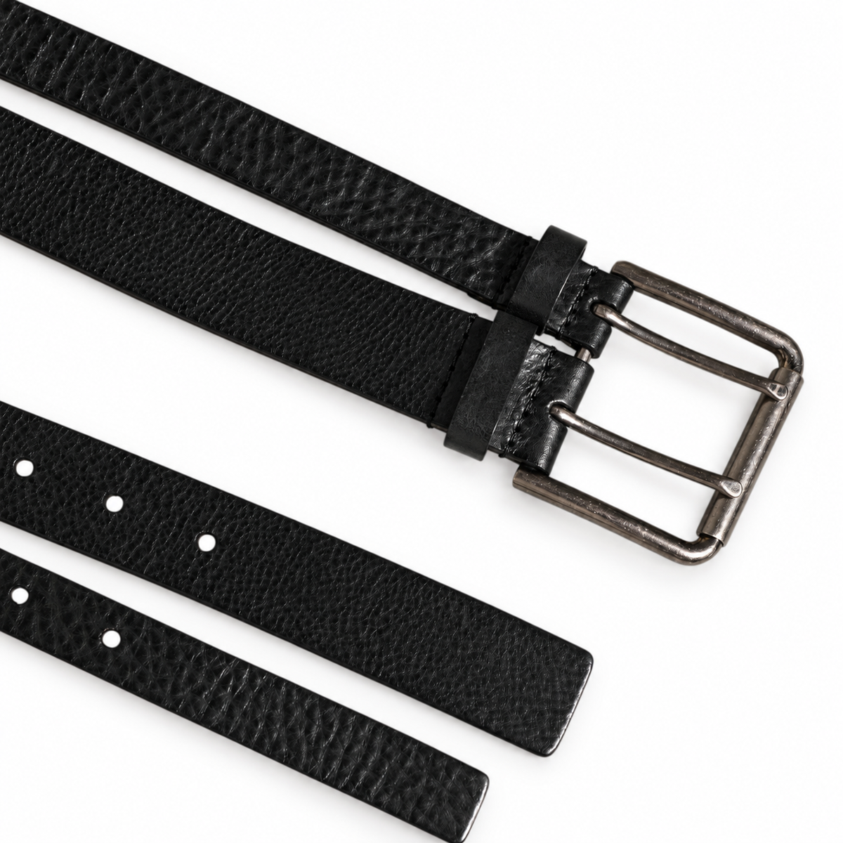 Dolce & Gabbana Black Double Strap Leather Silver Buckle Belt - BC4529 AV480 - view 5