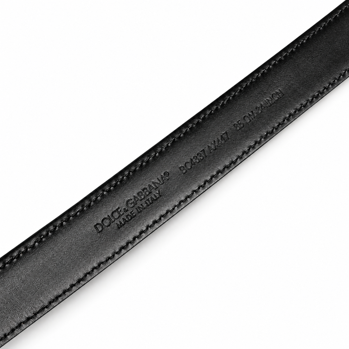 Men's belt Dolce & Gabbana SKU: BC4337 AX447 back logo and size stamp close up