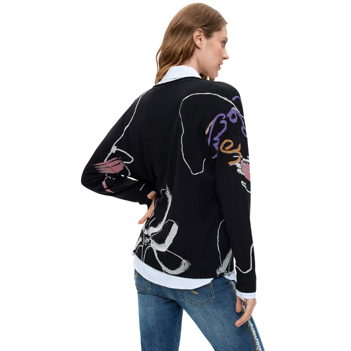 Дамски пуловер Desigual Women Sweater 26WWJF29 2000 Back View