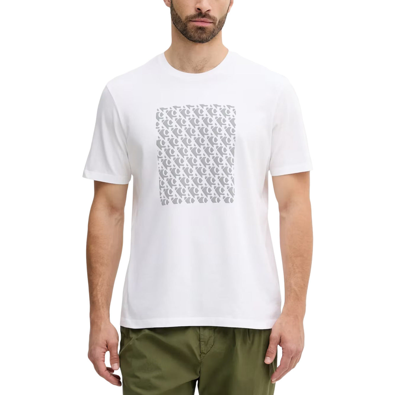 Мъжка бяла тениска Calvin Klein Jeans Men T-shirt LV04RC841G YAA Front View