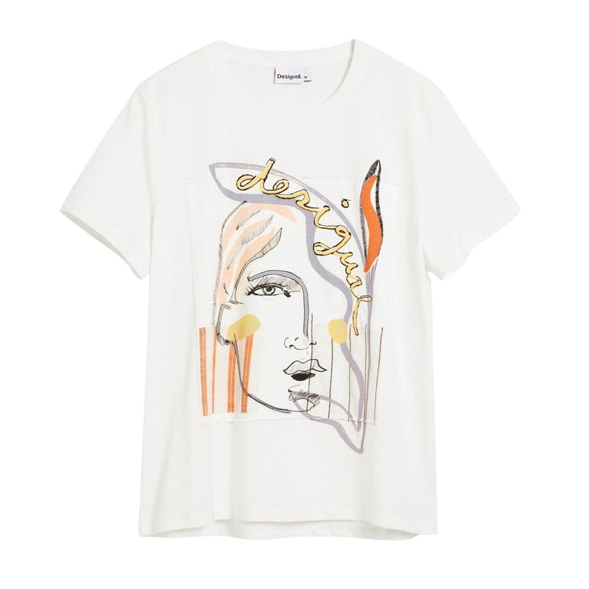 Дамска тениска Desigual women’s t-shirt  26SWTK51 1000 Top view 