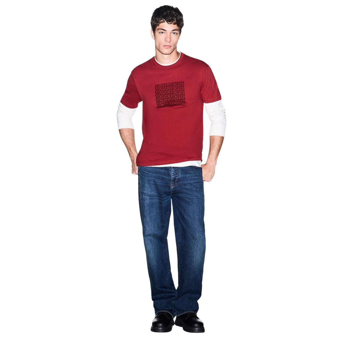 Мъжка червена тениска Armani Exchange Men T-shirt XM003044 AF21323 U5081 Front View
