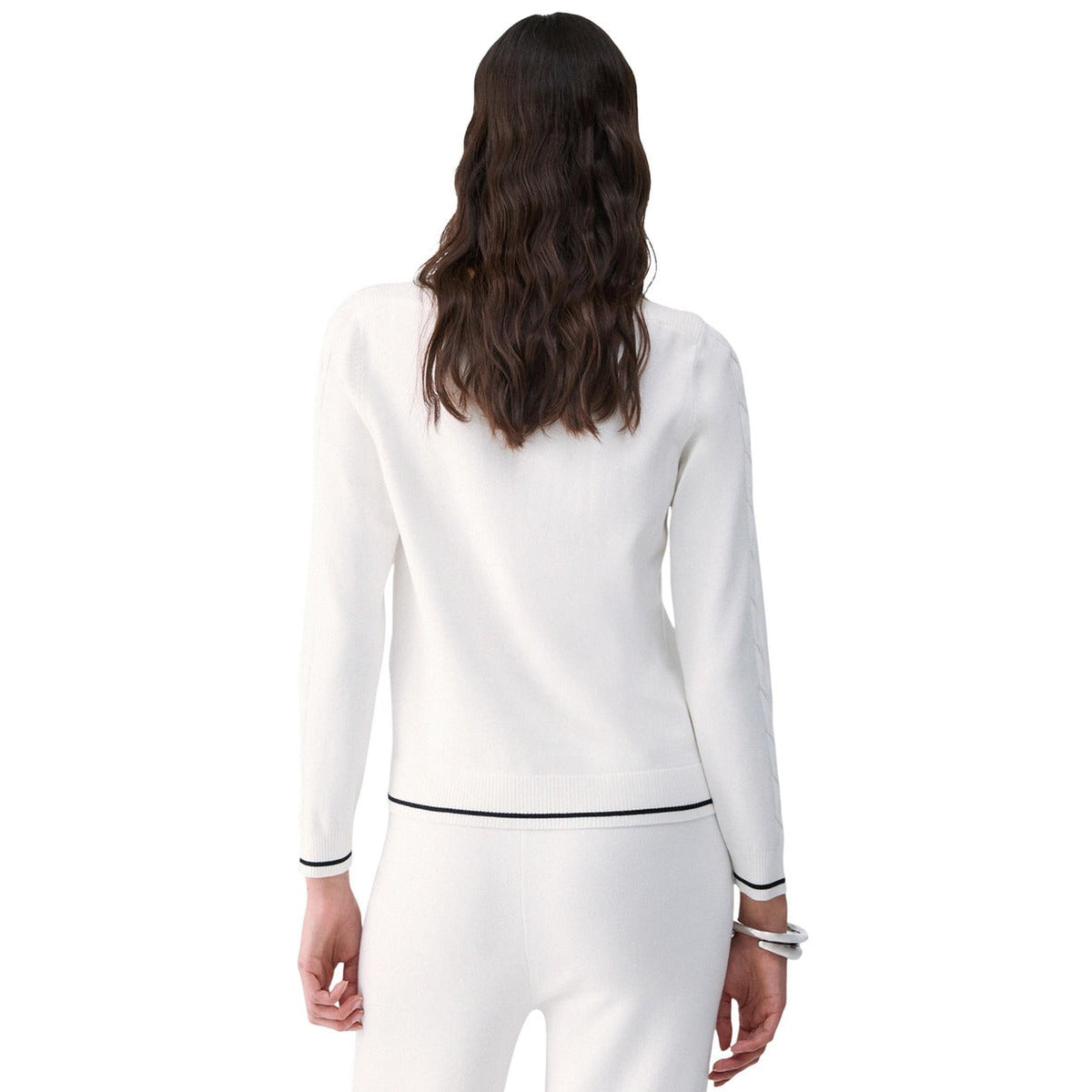 Дамски бял пуловер Liu Jo Women Cable Knit Sweater TF6189MS63L V9389 Back View