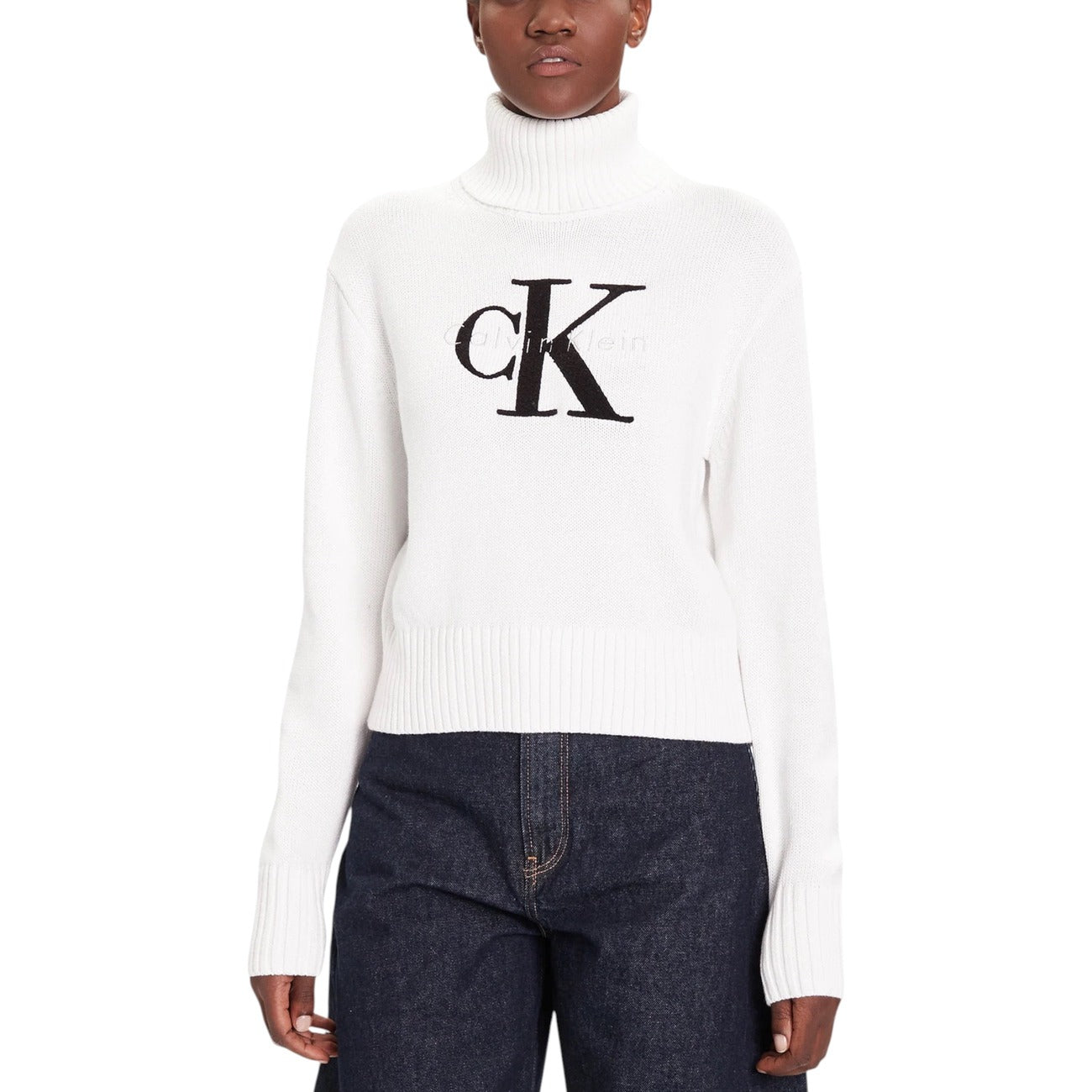 Мъжки бял пуловер Calvin Klein Jeans Women Sweater LV047D354G Front View
