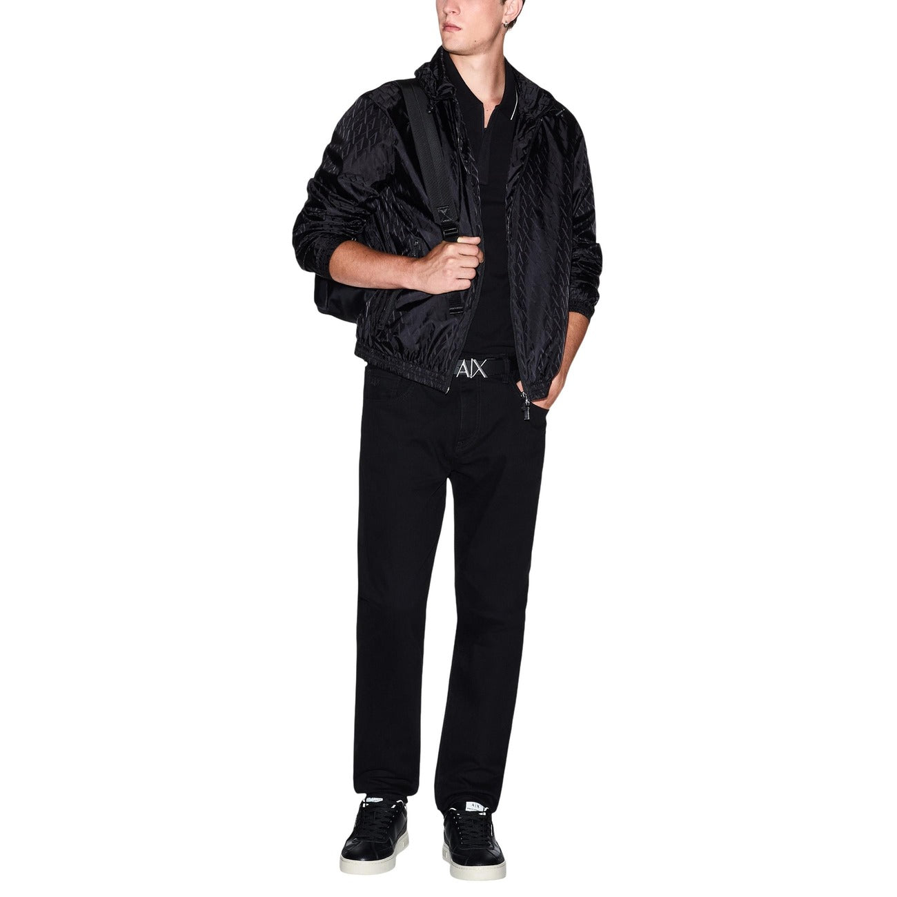 Мъжка черна поло тениска Armani Exchange Men Polo XM001285 AF10366 UC001 Front View