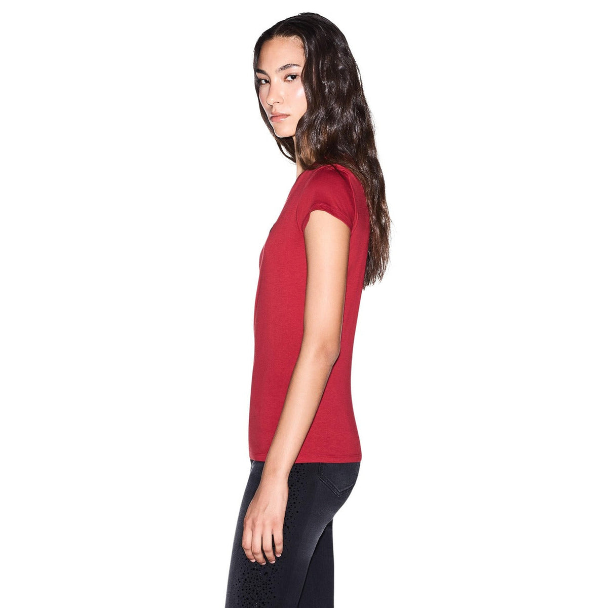 Дамска червена тениска Armani Exchange Women T-shirt XW002550 AF10356 U5102 Side View