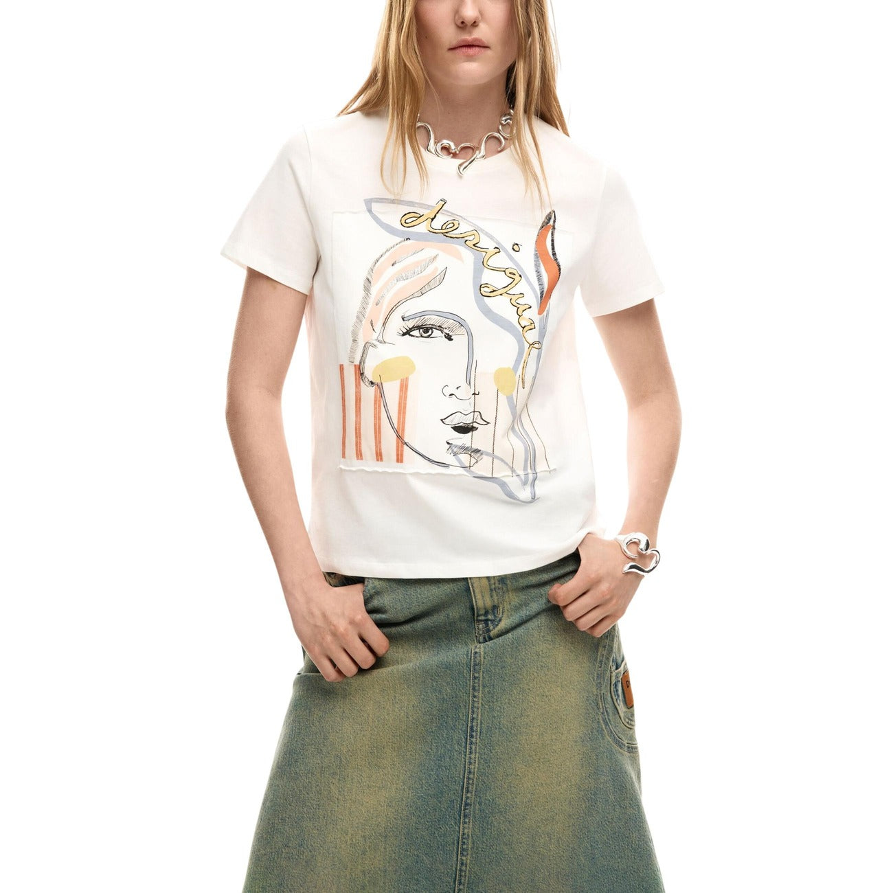 Дамска тениска Desigual women’s t-shirt  26SWTK51 1000 Model view