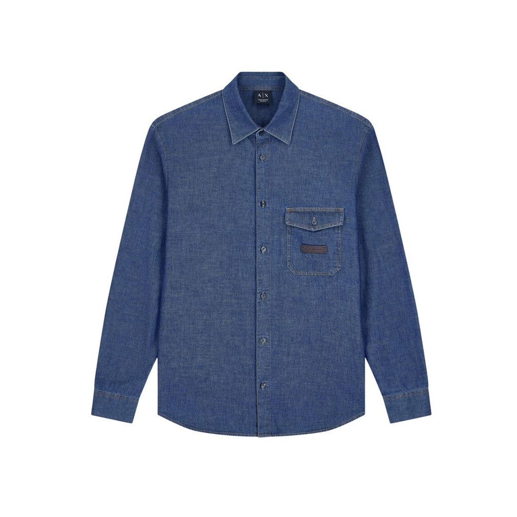 Armani Exchange Ανδρικό πουκάμισο XM003248 AF27116 MB010, Μπλε — μπροστινή όψη