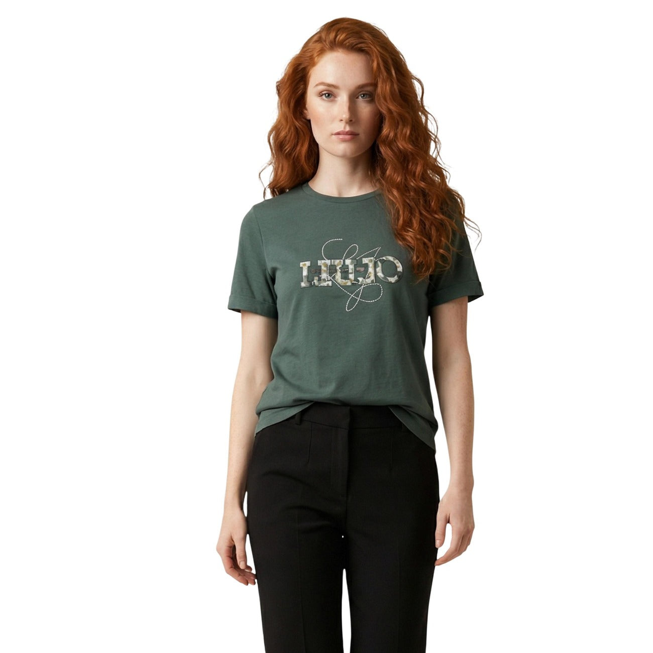 Дамска зелена тениска Liu Jo Women T-shirt TA6163 JS003 Front View