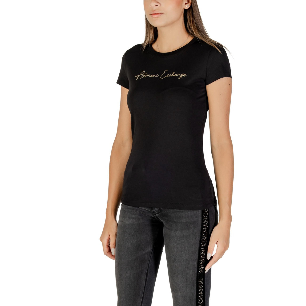 Дамска черна тениска Armani Exchange Women T-shirt XW001457 AF10356 Side View