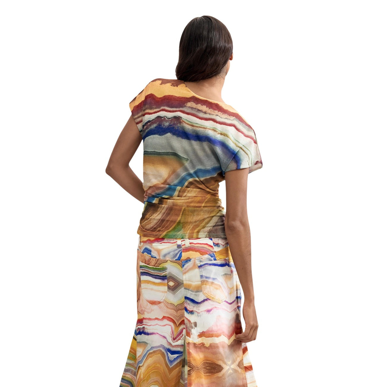Дамска тениска Desigual Women T-shirt 26WWTK19 9019 Back View